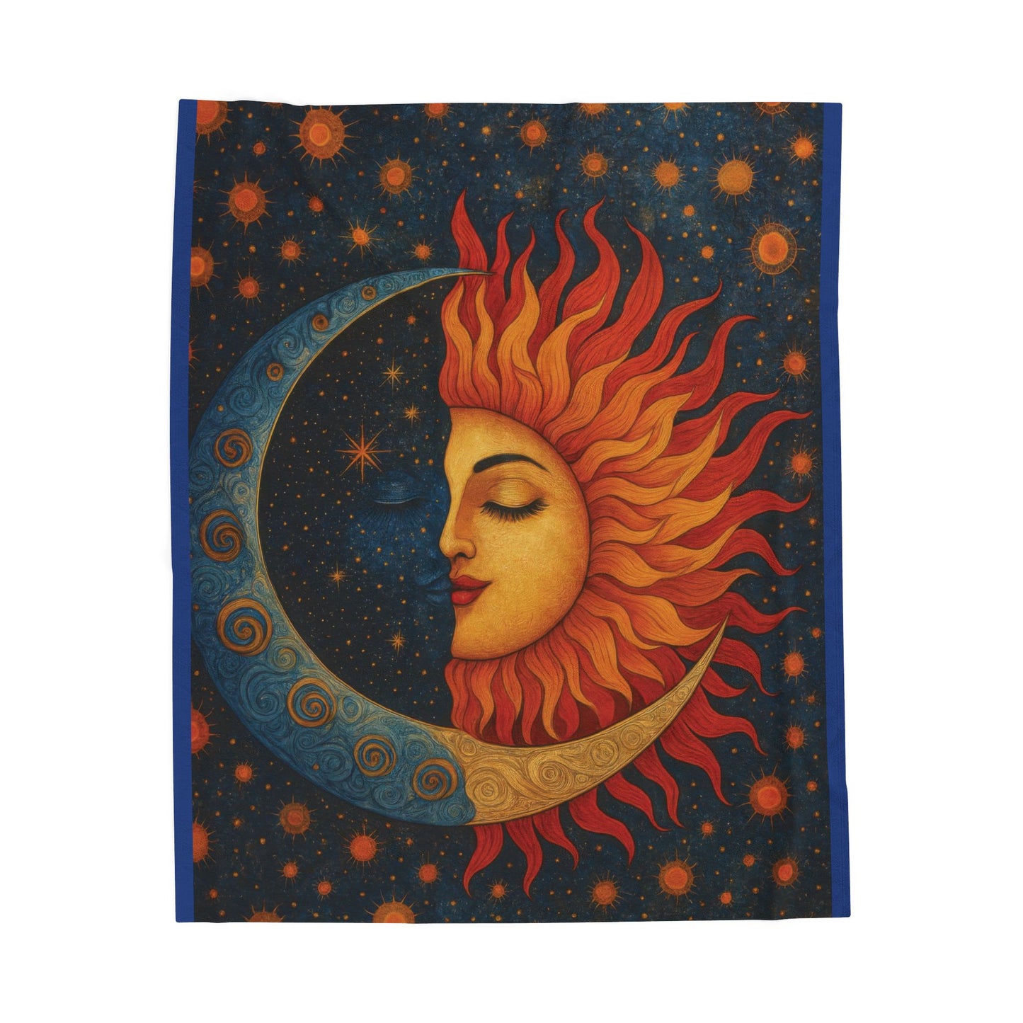 Sun and Moon Velveteen Plush Blanket, Celestial Cosmic Throw Blanket, Boho Astrology Home Decor, Cozy Spiritual Gift for Star Lovers