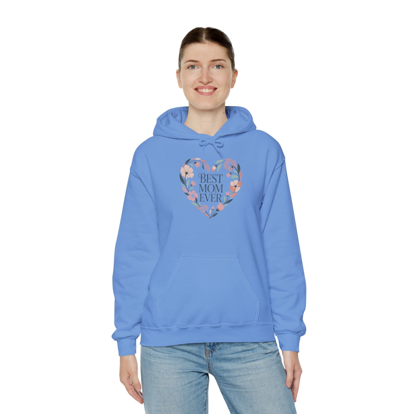 Floral Heart Mom Hoodie - Best Mom Ever Sweatshirt for Mother's Day, Gift for Mom, Cozy Sweatshirt for Women, Everyday Wear, New Mom Gift