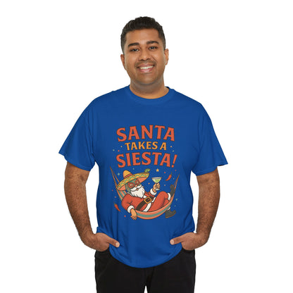 Santa Takes a Siesta Funny Christmas T-Shirt for Men, Mexican Santa Holiday Tee
