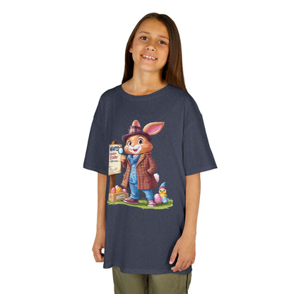 Detective Bunny Easter Kids Tee - Fun Egg Hunt T-Shirt with Mystery Theme, Cute Spring Gift for Kids, Heavy Cotton Easter Outfit