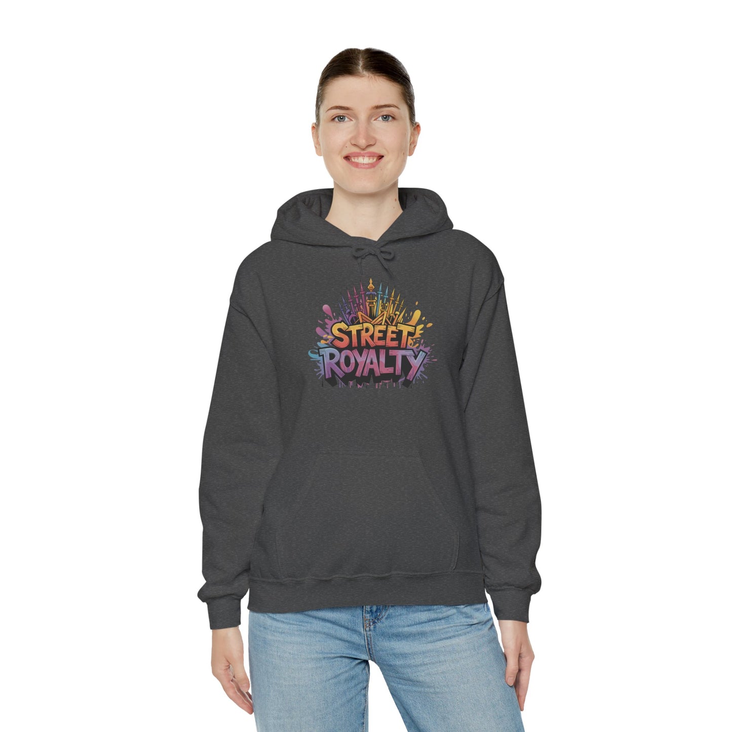 Street Royalty Women's Hoodie, Graffiti Crown Graphic Pullover, Urban Streetwear Sweatshirt for Girls