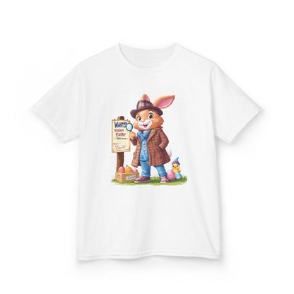 Detective Bunny Easter Kids Tee - Fun Egg Hunt T-Shirt with Mystery Theme, Cute Spring Gift for Kids, Heavy Cotton Easter Outfit
