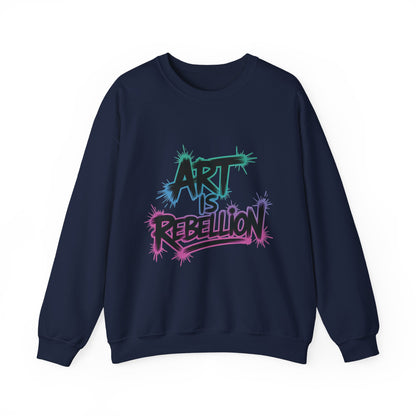 Art Is Rebellion Women's Sweatshirt, Graffiti Graphic Pullover, Bold Rebel Street Art Statement Top, Heavy Blend™ Crewneck Sweatshirt