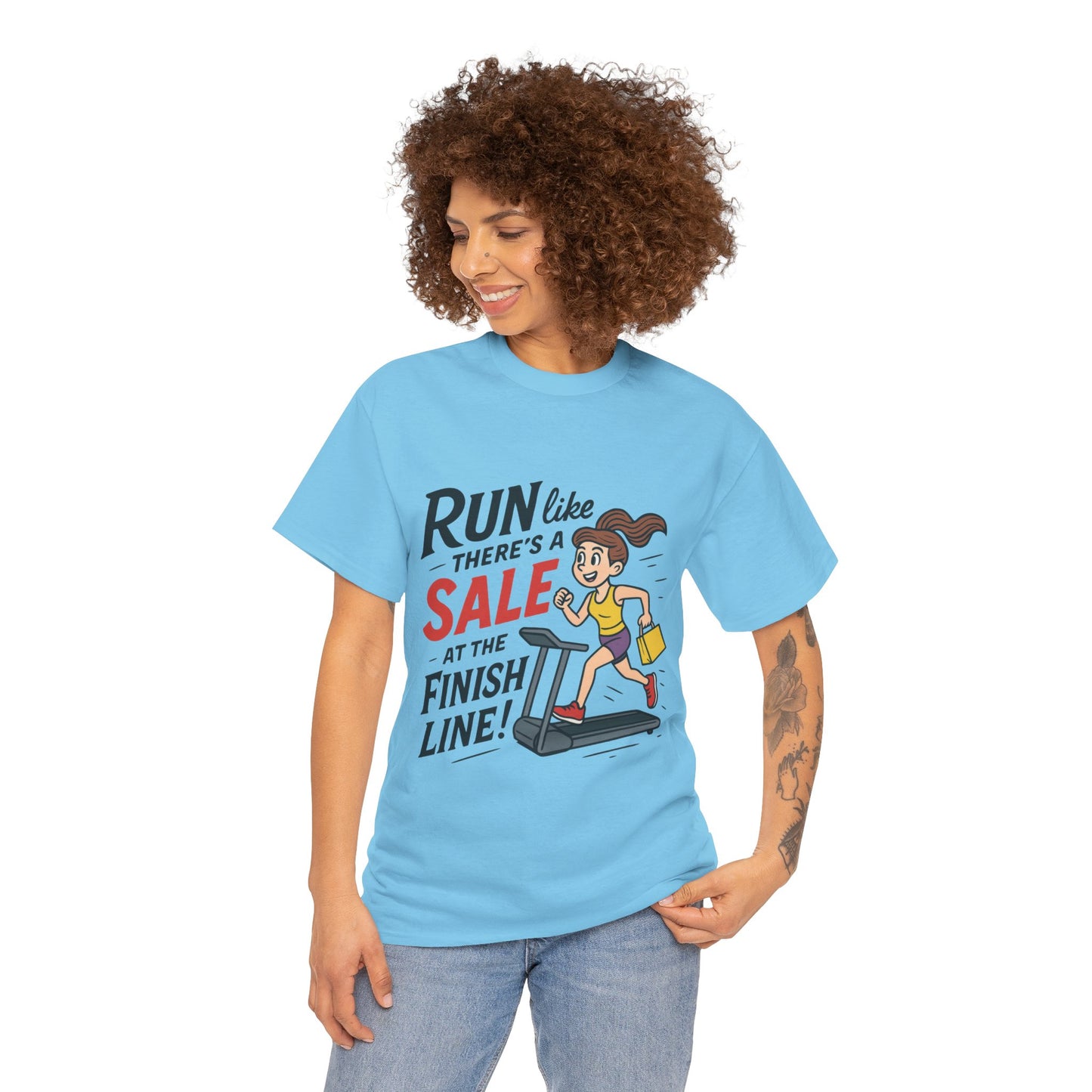 Motivational Fitness Tee, Workout Shirt, Funny Exercise Gym Top, Funny Shopping Tee, Treadmill Runner Shirt for Her,  run for sale tee