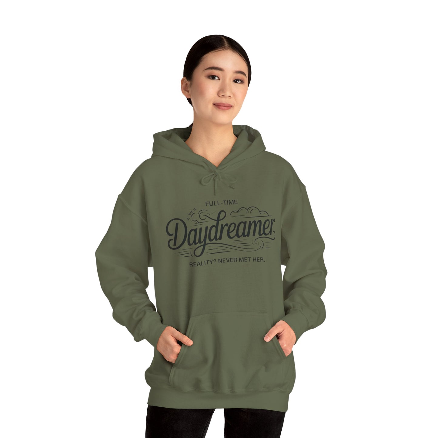 Womens Hooded Sweatshirt, Daydreamer Hoodie, Funny Full-Time Dreamer Graphic Sweatshirt, Reality Never Met Her Cozy Quote Hoodie