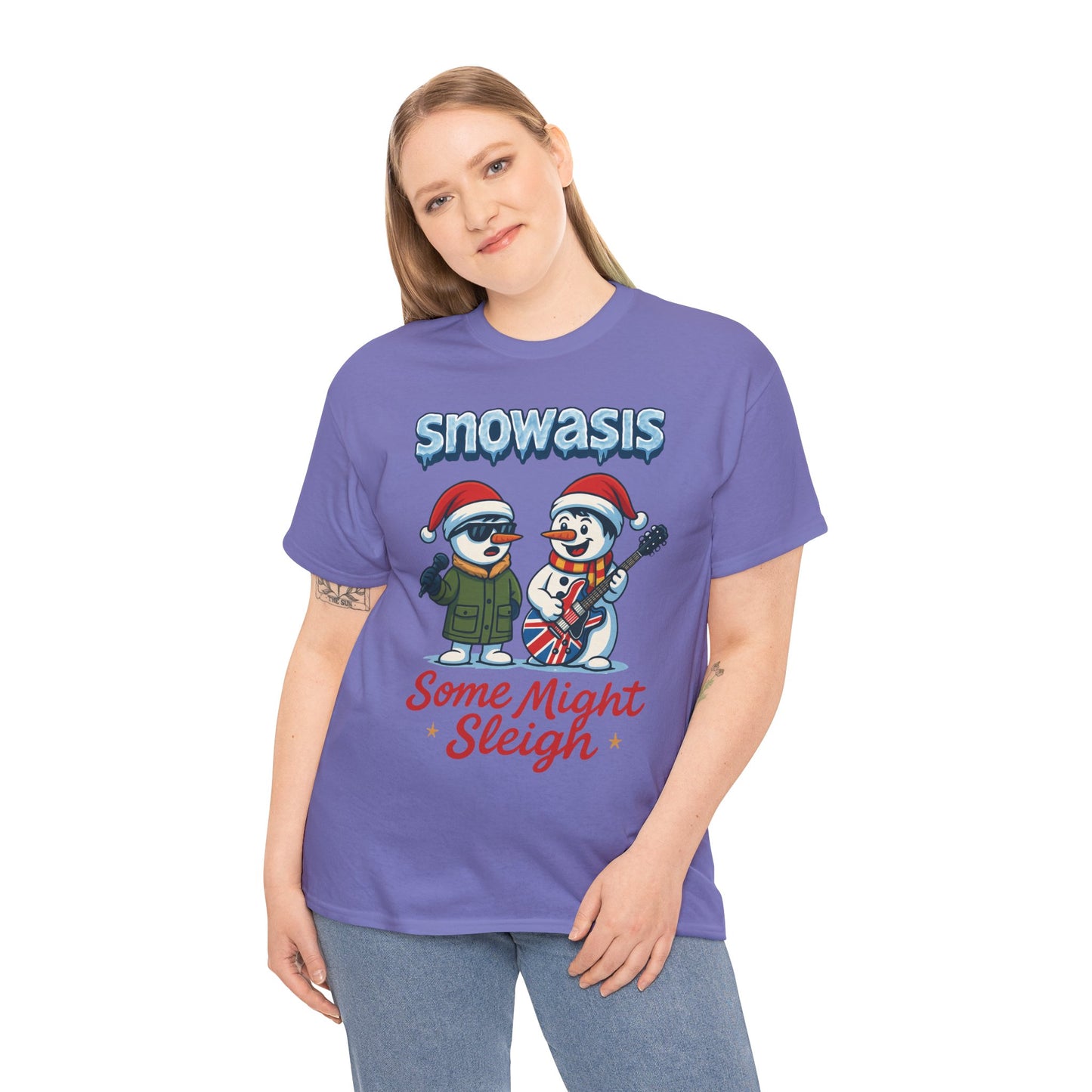 Funny Snowasis Women's Christmas T-Shirt, Retro Music Holiday Tee
