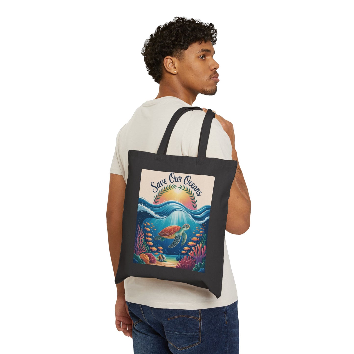 Eco-Friendly Ocean Conservation Tote Bag, Reusable Grocery Bag, Beach Bag, Gift for Ocean Lovers, Summer Accessories