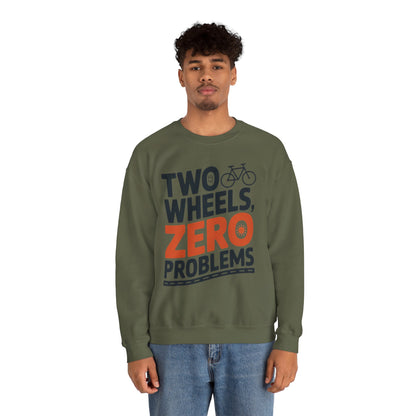 Men's Heavy Blend™ Crewneck Sweatshirt, Two Wheels Zero Problems Mens Casual Biker Sweatshirt, Gift for Cyclists