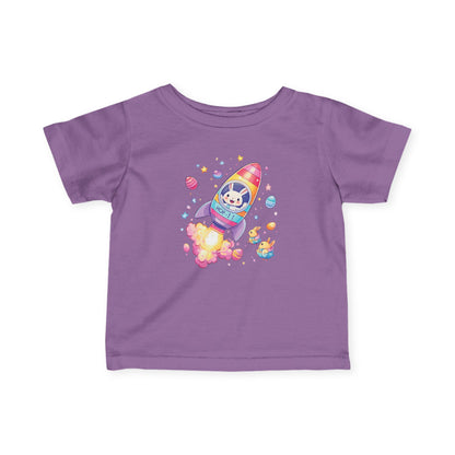 Easter Astronaut Bunny Infant Tee - Cute Rocket Bunny and Eggs Design, Fun Space Baby Shirt for 6-24 Months, Spring Holiday Outfit