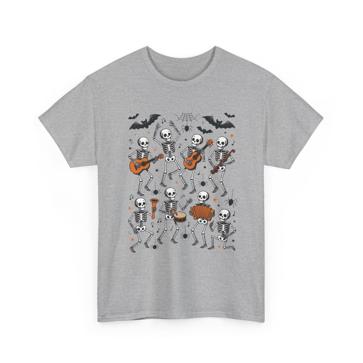 Dancing Skeleton Band Halloween T-Shirt for Men, Funny Spooky Music Tee, Rock and Roll Skeleton Shirt, Cool Halloween Party Outfit