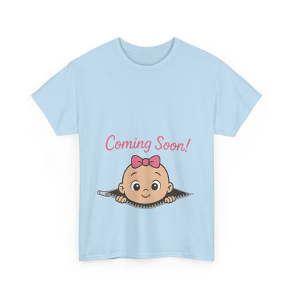Coming Soon Maternity T-Shirt, Cute Baby Girl Pregnancy Announcement Shirt, Expecting Mom Gift, Gender Reveal Tee, Baby Shower Gift