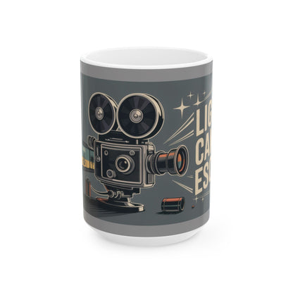 Vintage Movie Camera Ceramic Mug - Perfect Gift for Filmmakers, Photographers, Movie Lovers, Cinematic Coffee Cup, Retro Movie Lover Mug