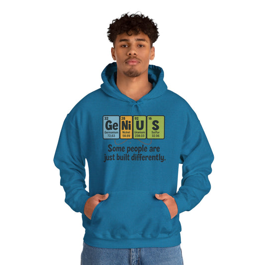 Funny Mens Genius Hoodie, Periodic Table Nerd Sweatshirt, Smart Science Pullover Gift for Him, Science Lover Apparel, Funny Hoodie