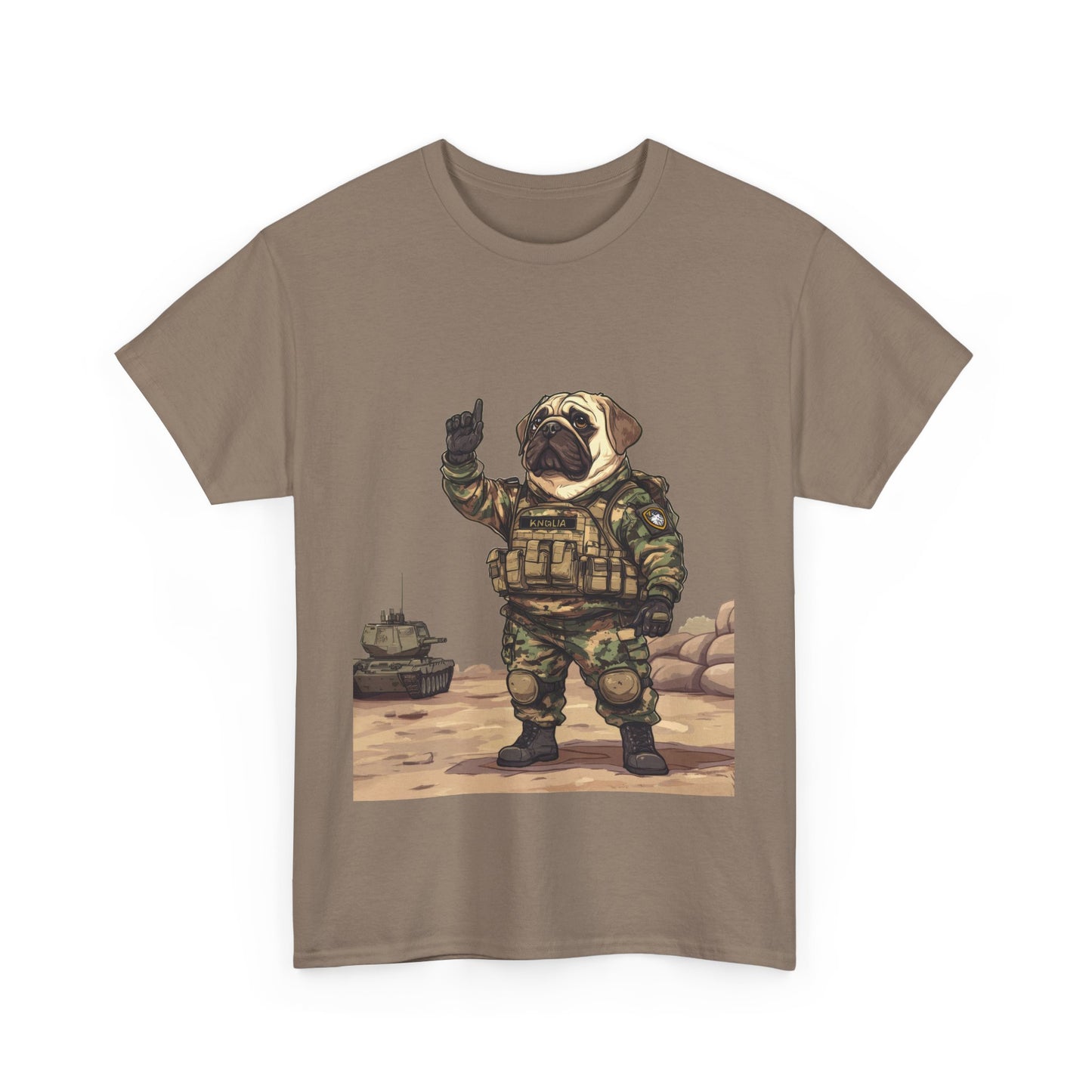 Cute Army Bulldog Tee, Funny Dog Army Pug Men's Heavy Cotton Tee, Pet Lovers Gift, Military Humor Clothing, Dog Dad T-Shirt