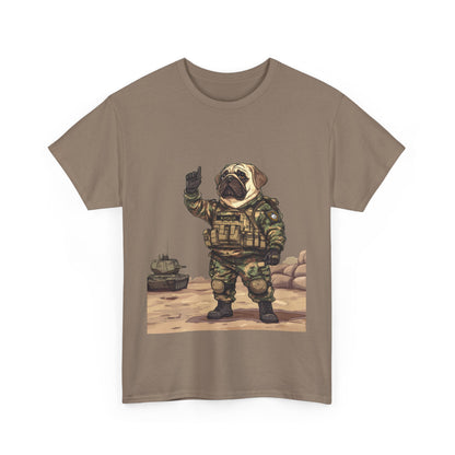 Cute Army Bulldog Tee, Funny Dog Army Pug Men's Heavy Cotton Tee, Pet Lovers Gift, Military Humor Clothing, Dog Dad T-Shirt