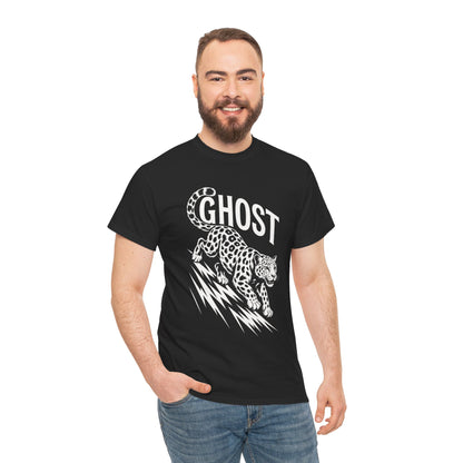 Ghost Leopard Graphic Tee, Mens T-Shirt, Casual Wear, Animal Print Top, Gift for Cat Lovers, Halloween Outfit