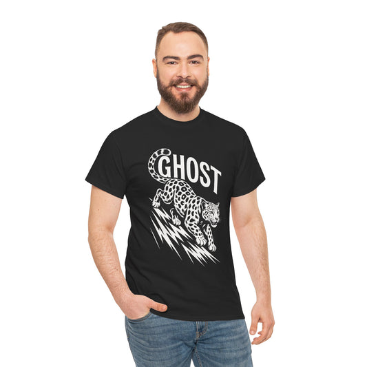 Ghost Leopard Graphic Tee, Mens T-Shirt, Casual Wear, Animal Print Top, Gift for Cat Lovers, Halloween Outfit