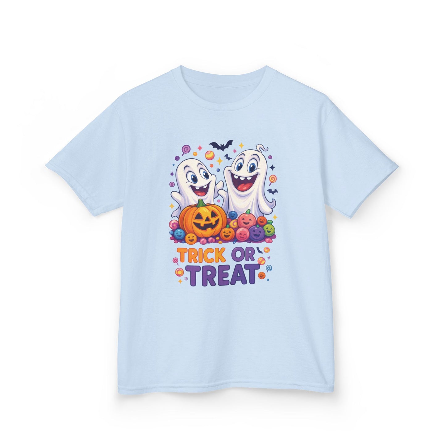 Trick or Treat Kids Halloween T-Shirt, Cute Ghosts Pumpkin Design, Fun Spooky Tee for Boys Girls
