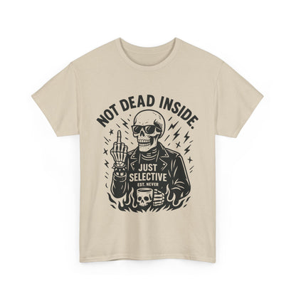 Mens Dark Humor Graphic Shirt, Not Dead Inside, Funny Graphic Shirt for Casual Wear, Gifts for Him, Halloween, Occasions, Funny Skeleton Tee