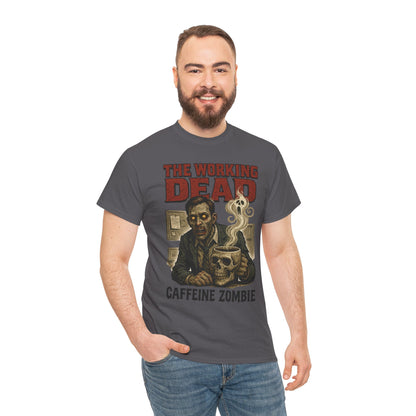 The Working Dead Men's Funny Zombie Work T-Shirt, Office Humor Tee, Halloween Office Tee, Coffee Zombie Shirt