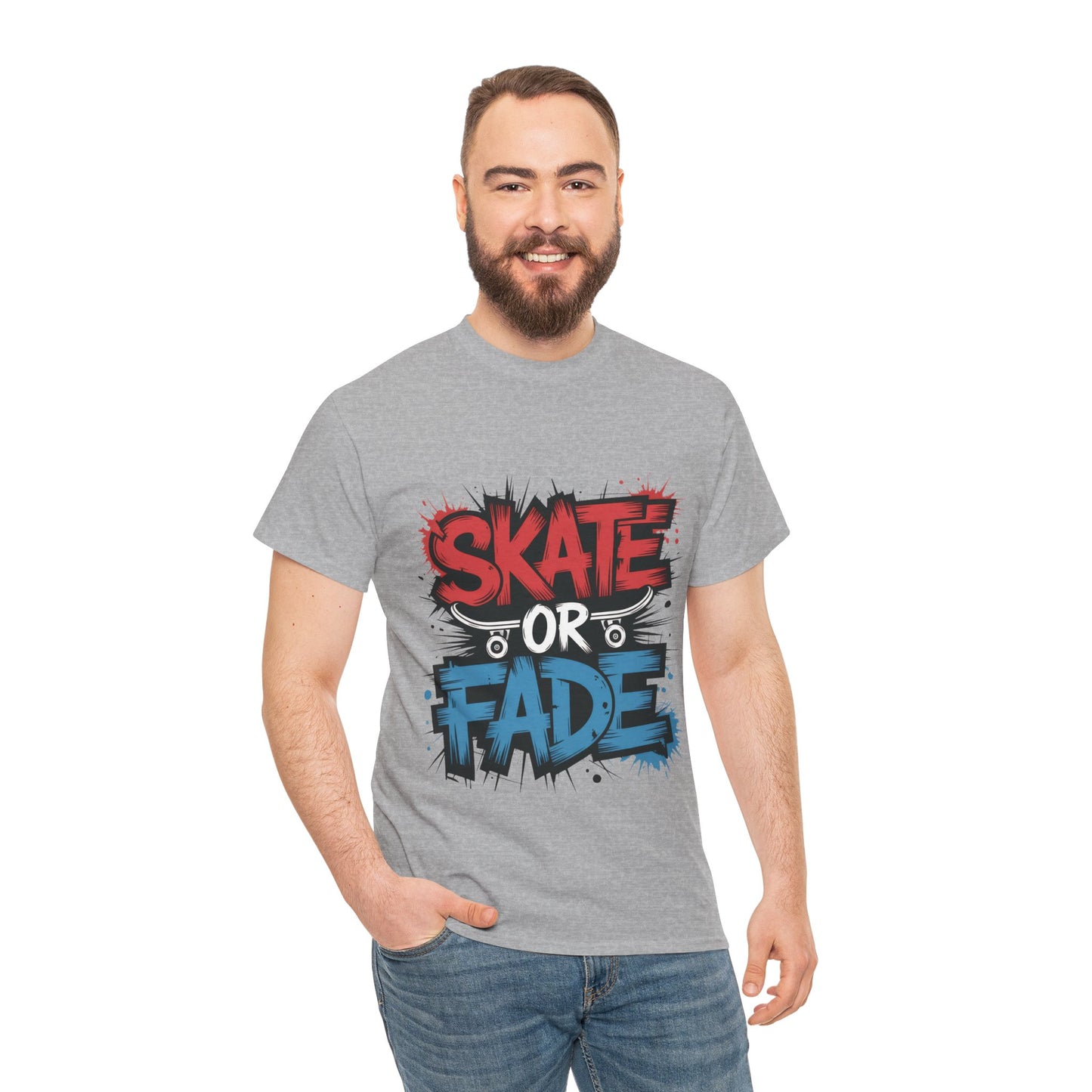Skate Or Fade Men's T-Shirt, Graffiti Skateboarding Graphic Tee, Urban Streetwear Skater Top