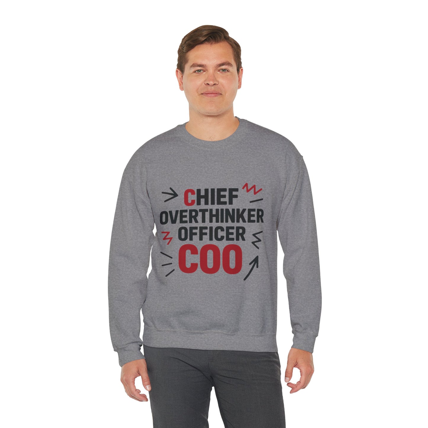 Chief Overthinker Officer Men's Sweatshirt, COO Funny Office Humor Graphic Pullover, Men's Heavy Blend™ Crewneck Sweatshirt