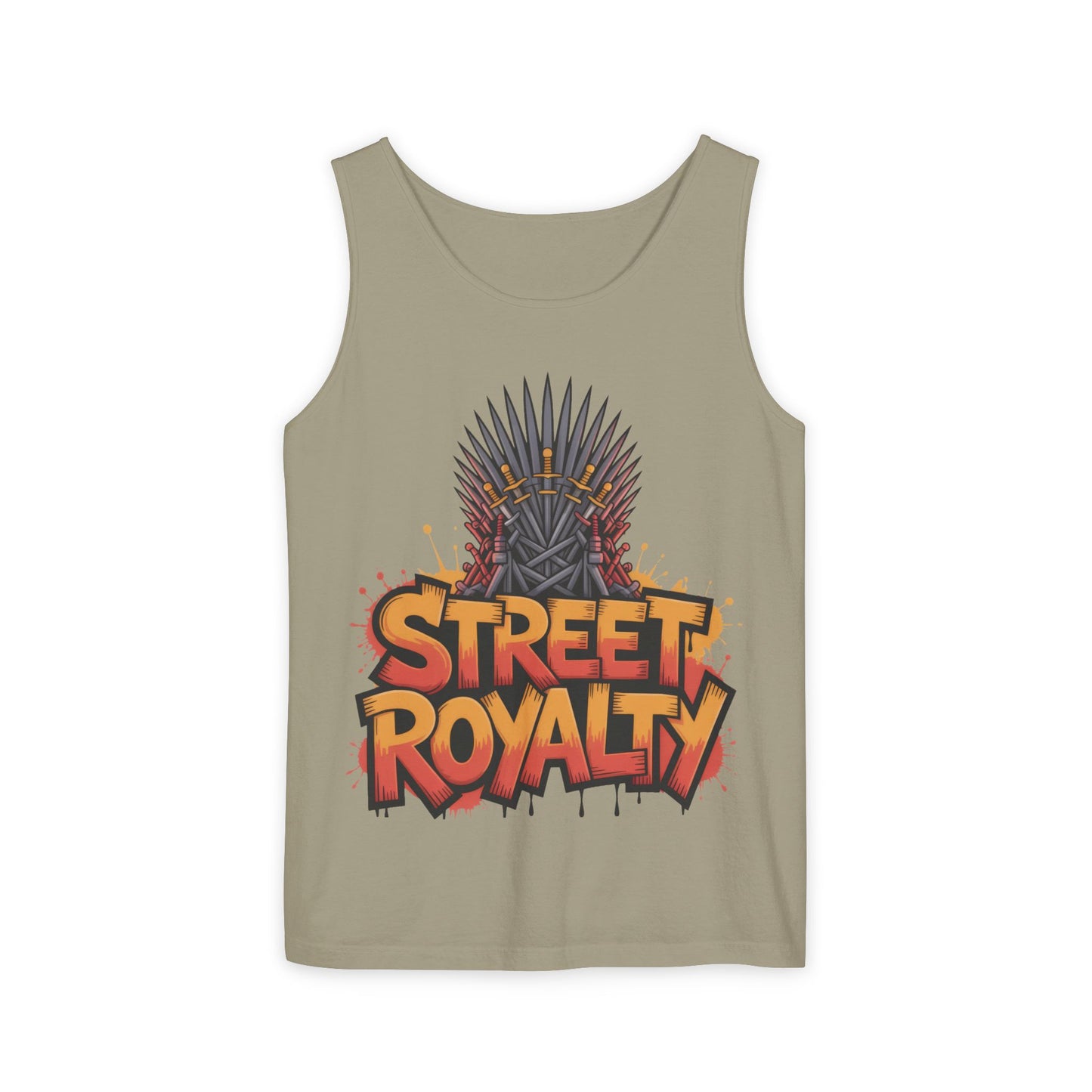 Street Royalty Men's Tank Top, Graffiti Crown Graphic Muscle Shirt, Urban Streetwear Sleeveless Skate Style