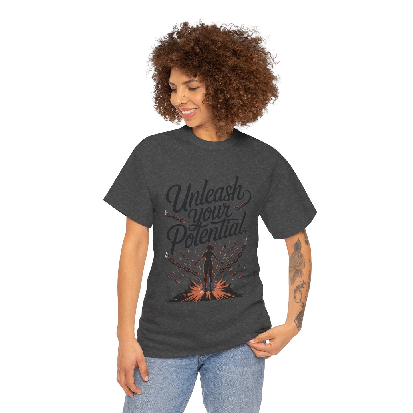 Unleash Your Potential Women's Tee, Motivational T-Shirt, Inspirational Cotton Tee, Gift for Gym Lovers, Positive Energy Top