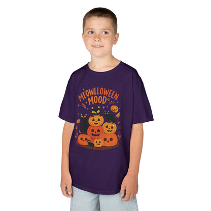 Meowlloween Mood Kids Shirt, Cute Black Cat Halloween T-Shirt for Girls and Boys, Funny Pumpkin Cat Tee, Cozy Fall Cat Lover Gift