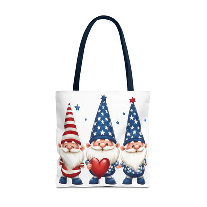 Patriotic Gnome Tote Bag, Stars and Stripes Reusable Grocery Bag, Cute Gnome Summer Bag, Holiday Gift Tote, Eco-Friendly Shopping Bag