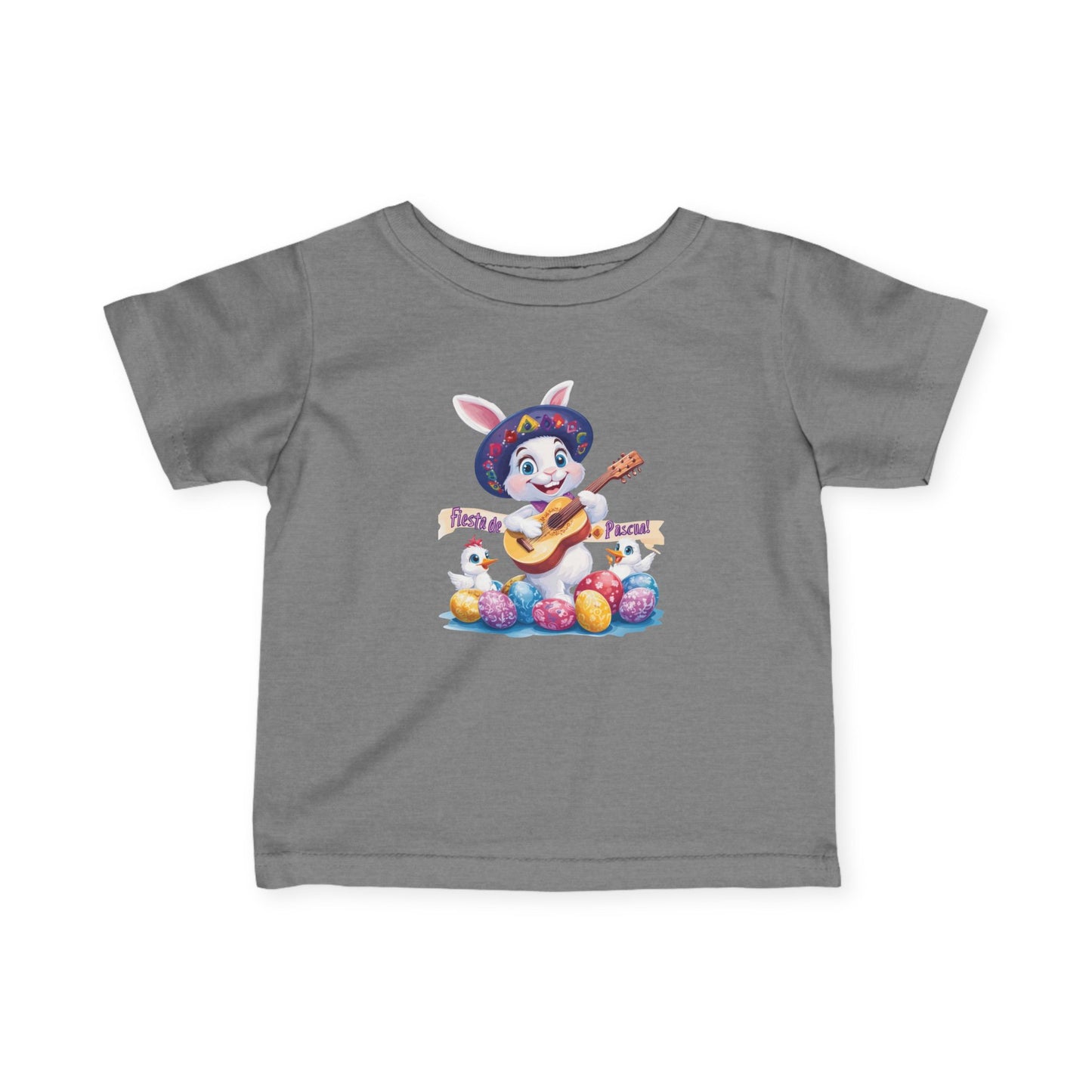 Fiesta de Pascua Baby T-Shirt - Cute Mexican Easter Bunny Tee with Guitar, Fun Spring Outfit for Infants 6 - 24 Months, Holiday Gift Idea