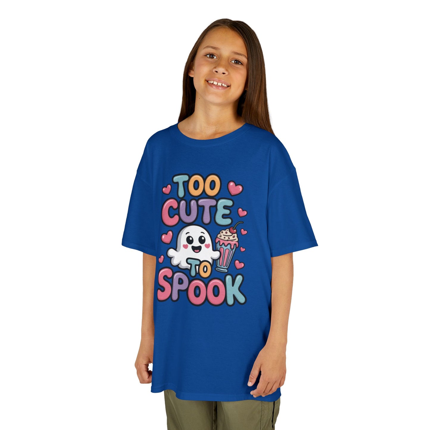 Kids Too Cute To Spook T-Shirt, Cute Ghost Milkshake Shirt, Kawaii Halloween Tee for Boys & Girls