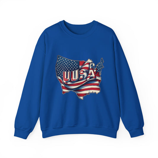 Patriotic USA Crewneck Sweatshirt, Unisex Sweatshirt, American Flag Apparel, Casual Comfort, Great for Independence Day and Holidays