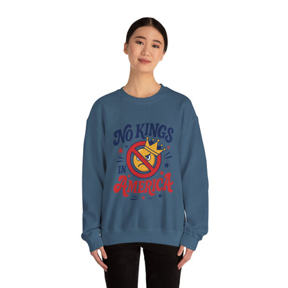 No Kings in America Sweatshirt - Funny Patriotic Anti Monarchy Pullover - USA Independence Sweater, Political Apparel, Gift for Activists