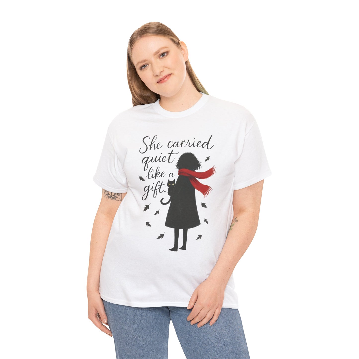 Cat Lover Womens T-Shirt, Whimsical Hand-Drawn Illustration Tee, Artistic Minimalist Gift for and Introverts, Cute Animal Apparel
