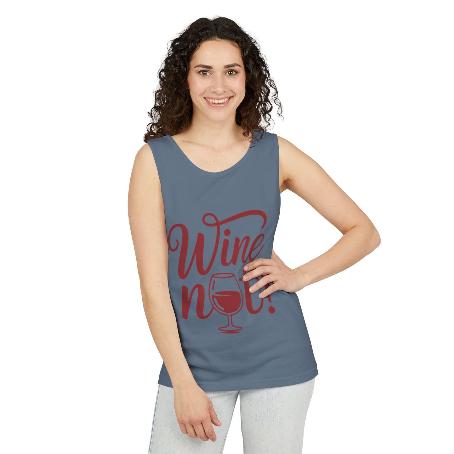 Unisex Garment Tank Top, Wine Not? Tank Top - Perfect for Summer Parties, Wine Lovers, Gifts, Casual Wear, or Vacations