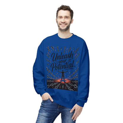 Unleash Your Potential Men's Sweatshirt, Motivational Crewneck, Inspirational Gift For Men, Gift for Graduates, Personal Growth Apparel