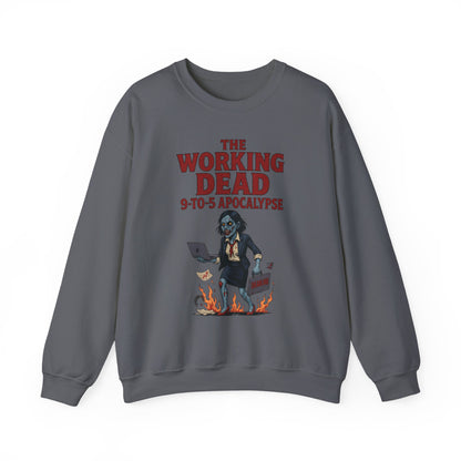 Women's The Working Dead 9-to-5 Apocalypse Sweatshirt, Funny Office Zombie Horror Pullover, Halloween Zombie Work Top