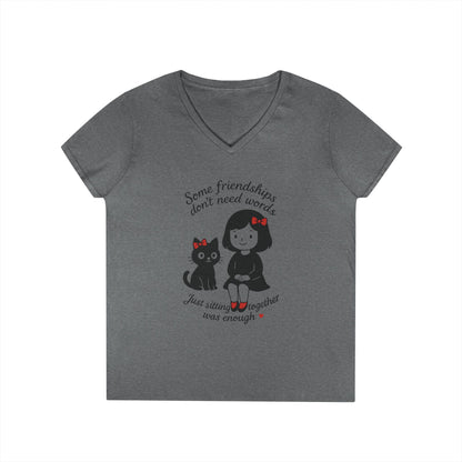 Cat Lover Girls' V-Neck T-Shirt, Gift for Birthday, Cat Lover T-Shirt, Cat Mom Gift