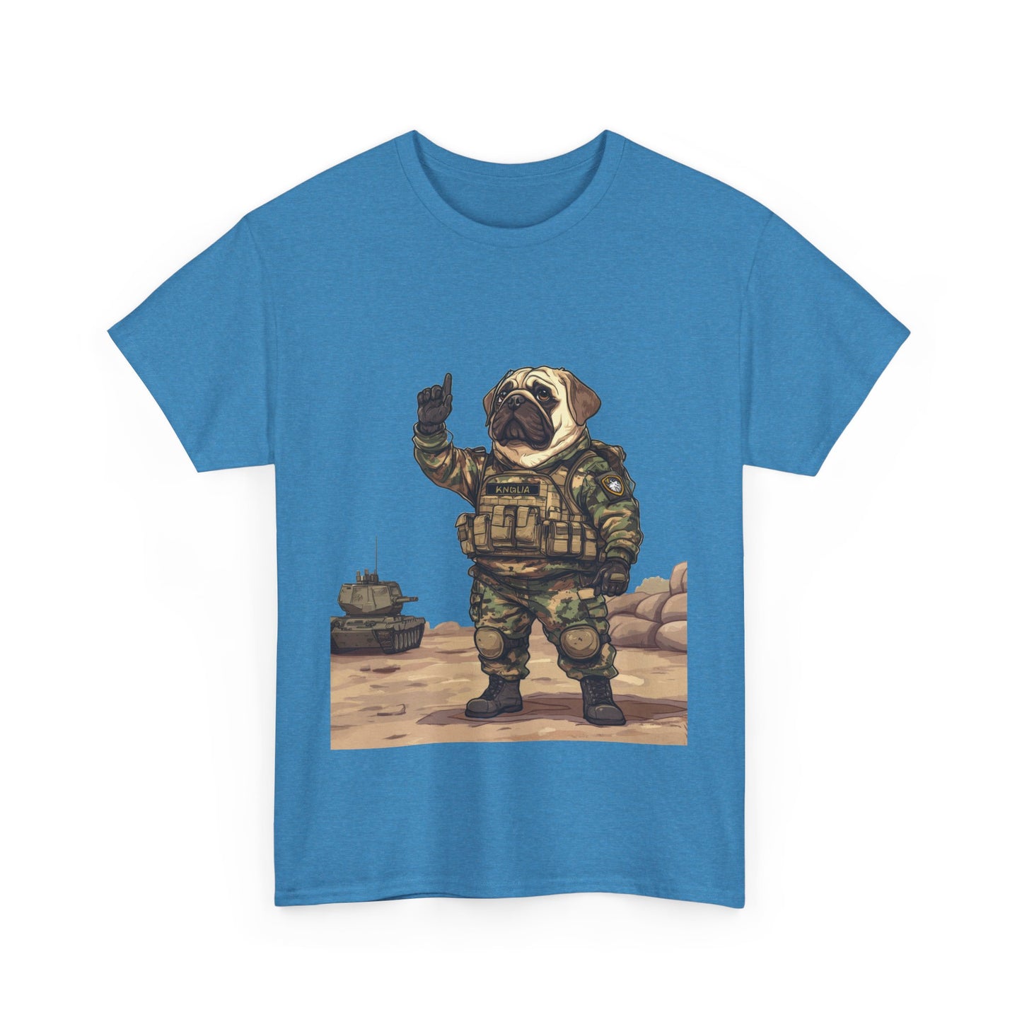 Cute Army Bulldog Tee, Funny Dog Army Pug Men's Heavy Cotton Tee, Pet Lovers Gift, Military Humor Clothing, Dog Dad T-Shirt