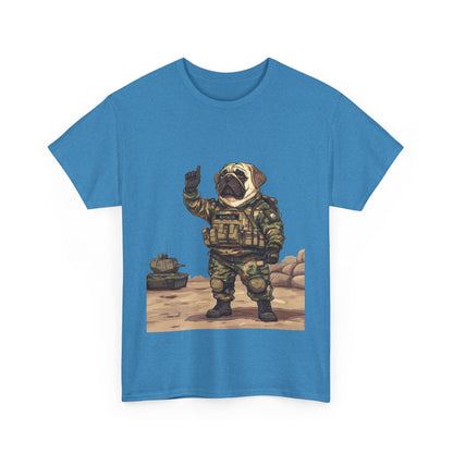 Cute Army Bulldog Tee, Funny Dog Army Pug Men's Heavy Cotton Tee, Pet Lovers Gift, Military Humor Clothing, Dog Dad T-Shirt