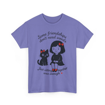 Cute Cat & Girl Graphic Tee, Playful Gift for Cat Lovers, Cat and Girl Design, Gift for Cat Owners, Women's Cotton T-Shirt