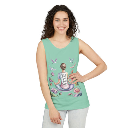 Meditation Floral Womens Tank Top, Find Your Inner Peace, Yoga Apparel, Gift for Mindfulness, Summer Relaxed Wear