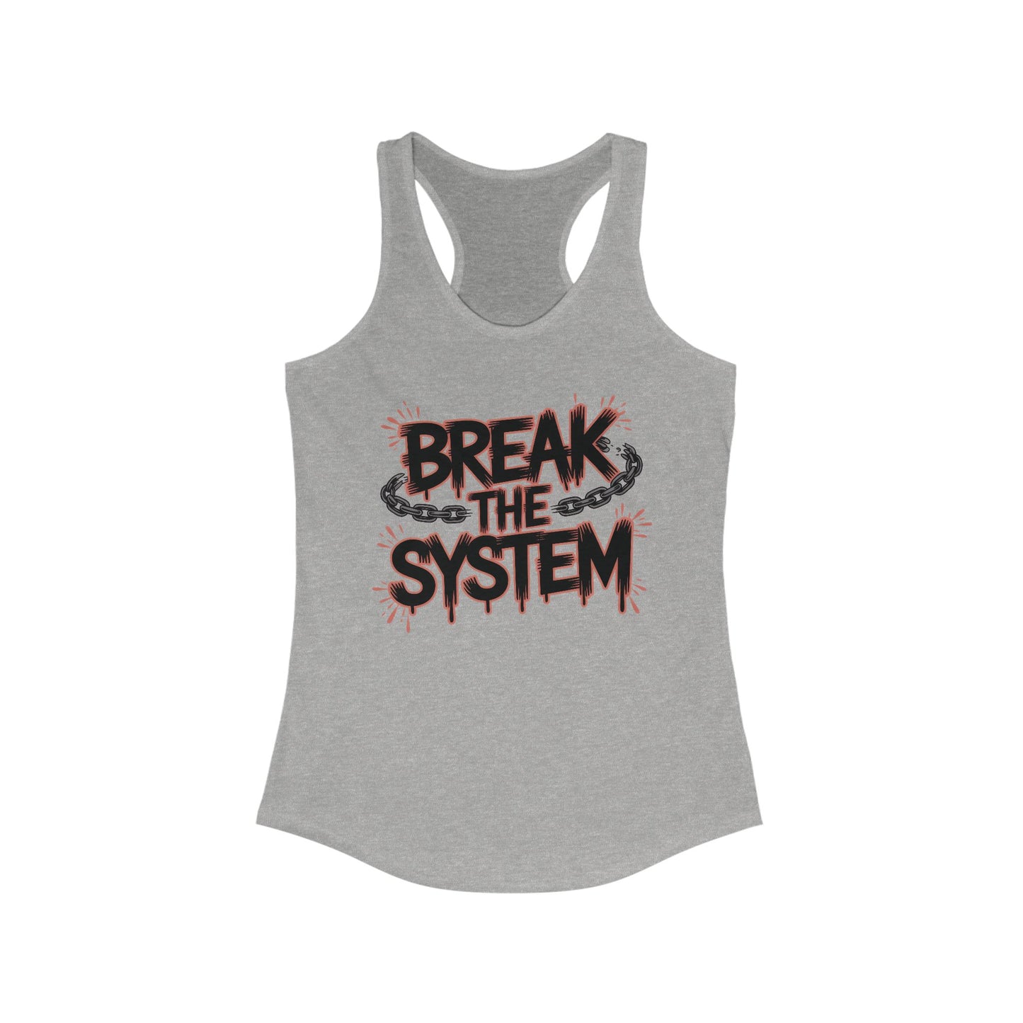 Women's Ideal Racerback Tank, Break the System Tank Top, Graphic Protest Muscle Tee, Streetwear Activist Summer Top