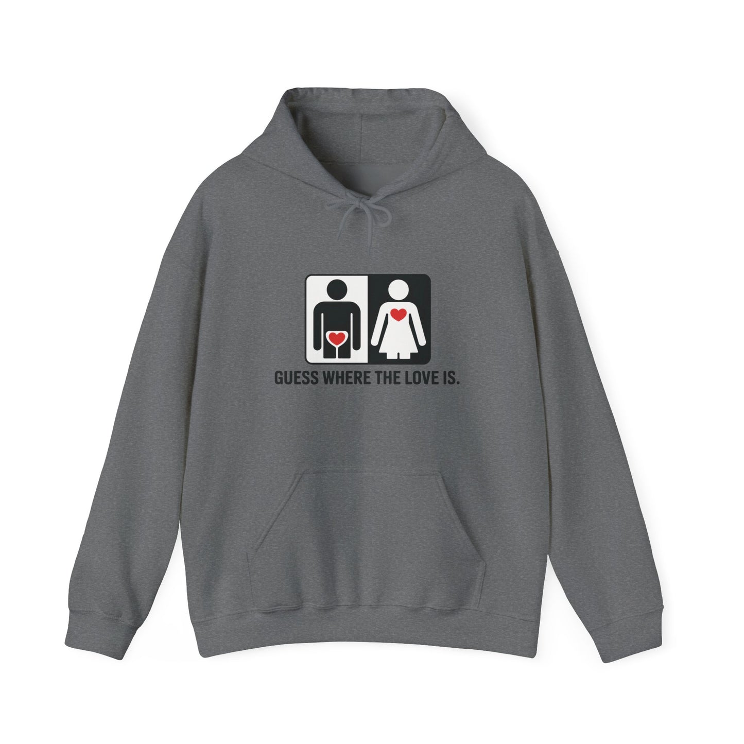 Guess Where the Love Is Hoodie, Cute Couples Hoodie, Valentines Day Gift, Matching Outfits, Witty Relationship Hoodie,  Love Joke Graphic
