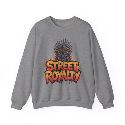 Street Royalty Men's Crewneck Sweatshirt, Graffiti Crown Graphic Pullover, Urban Streetwear Top for Men