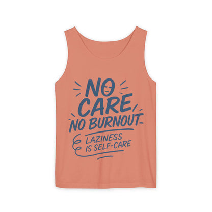 Mens Lazy Life Tank Top, No Care No Burnout Funny Quote, Workout Gym Sleeveless Shirt, Humor Gift for Him, Gift for Mental Health Awareness
