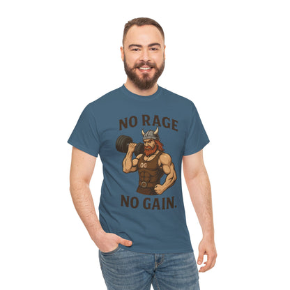 No Rage No Gain Viking Gym Shirt, Funny Muscle Workout Tee, Barbarian Fitness T-Shirt for Men, Powerlifting Humor Shirt, Viking Lifting Gift