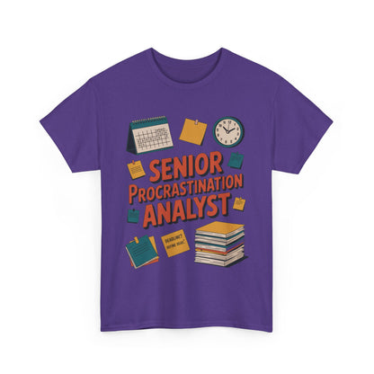 Senior Procrastination Analyst Tee, Funny Office Shirt, Gift for Graduates, Motivation T-Shirt, Humor Apparel, Job Humor Clothing