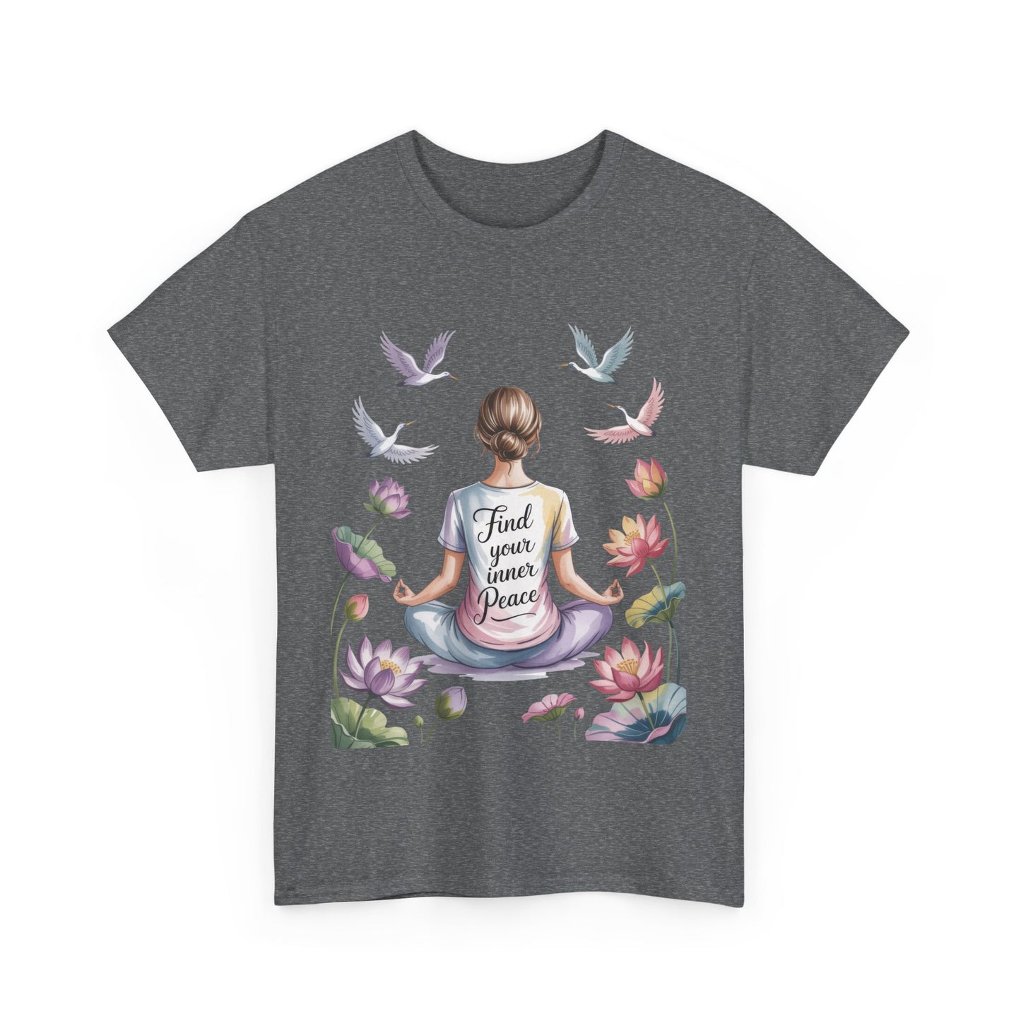 Find Your Inner Peace Womens Heavy Cotton Tee, Motivational Shirt, Meditation Apparel, Relaxation Gift, Casual Wear, Mindfulness Tee